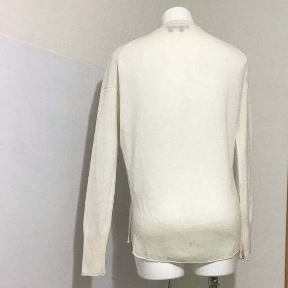 Theory Sweater Neutral Pullover Knit Karenia Ivory Cashmere Sweater Size P - Picture 6 of 7